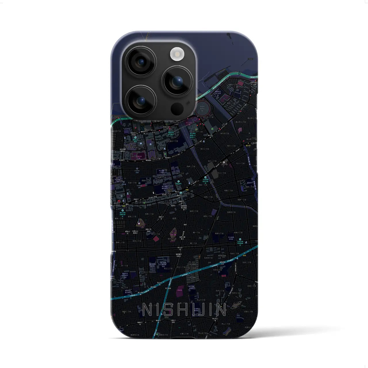 【西新（福岡県）】地図柄iPhoneケース（バックカバータイプ）