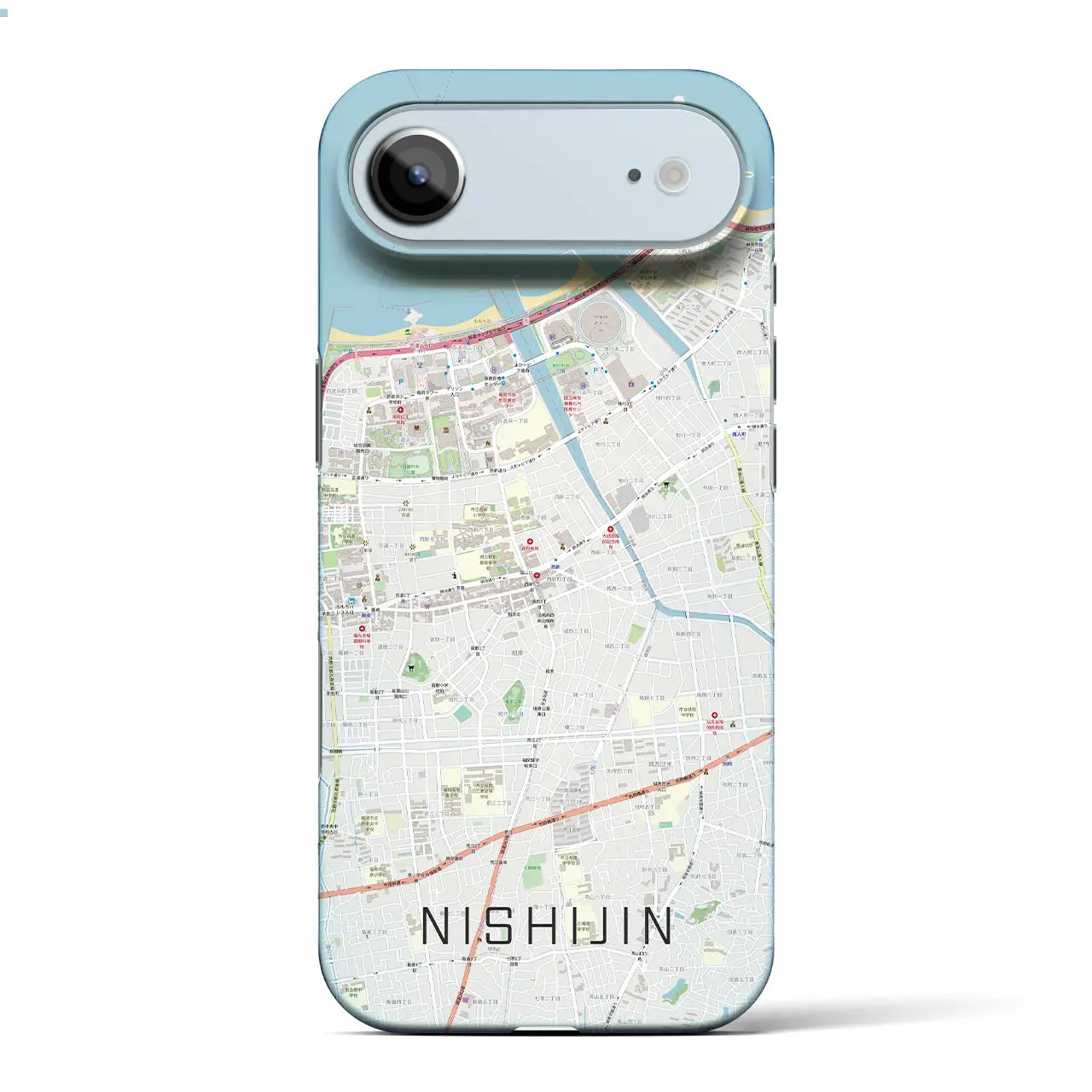 【西新（福岡県）】地図柄iPhoneケース（バックカバータイプ）