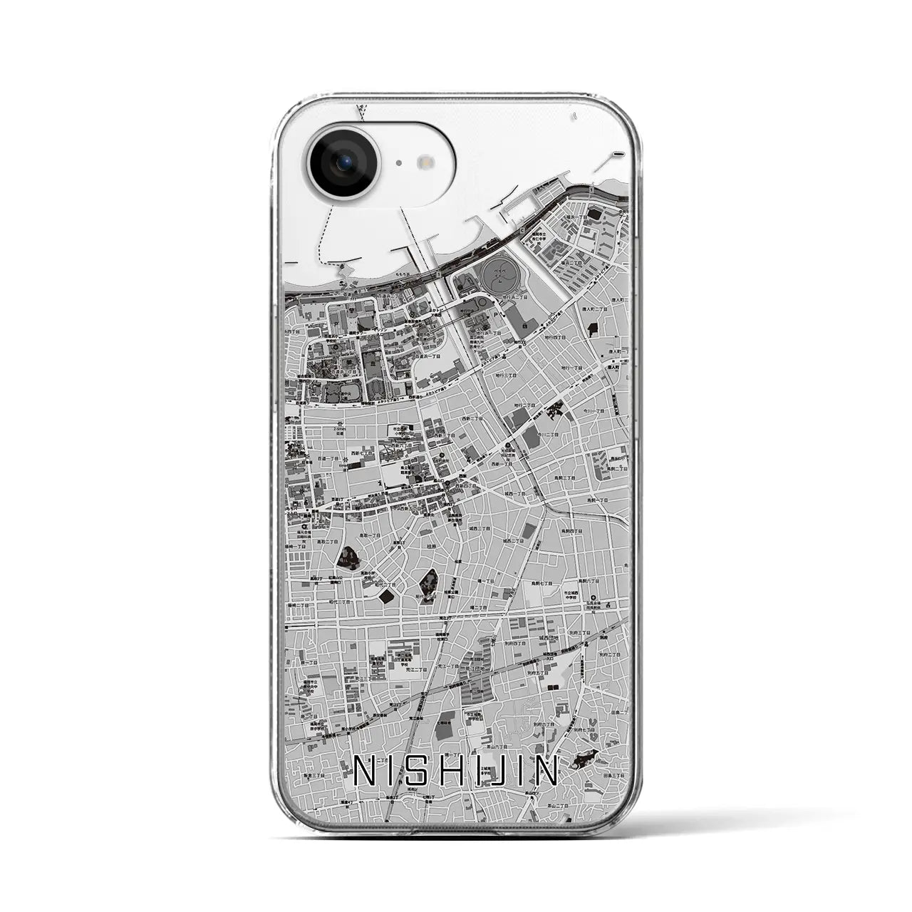 【西新（福岡県）】地図柄iPhoneケース（クリアタイプ）