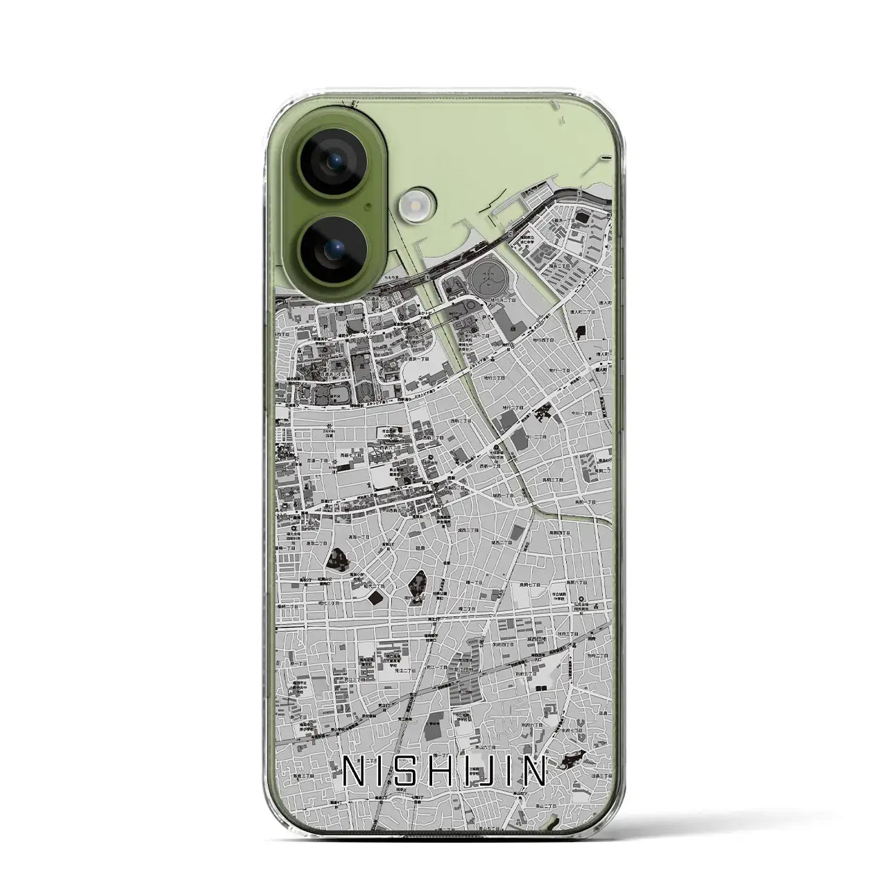 【西新（福岡県）】地図柄iPhoneケース（クリアタイプ）モノトーン・iPhone 17 Pro Max 用