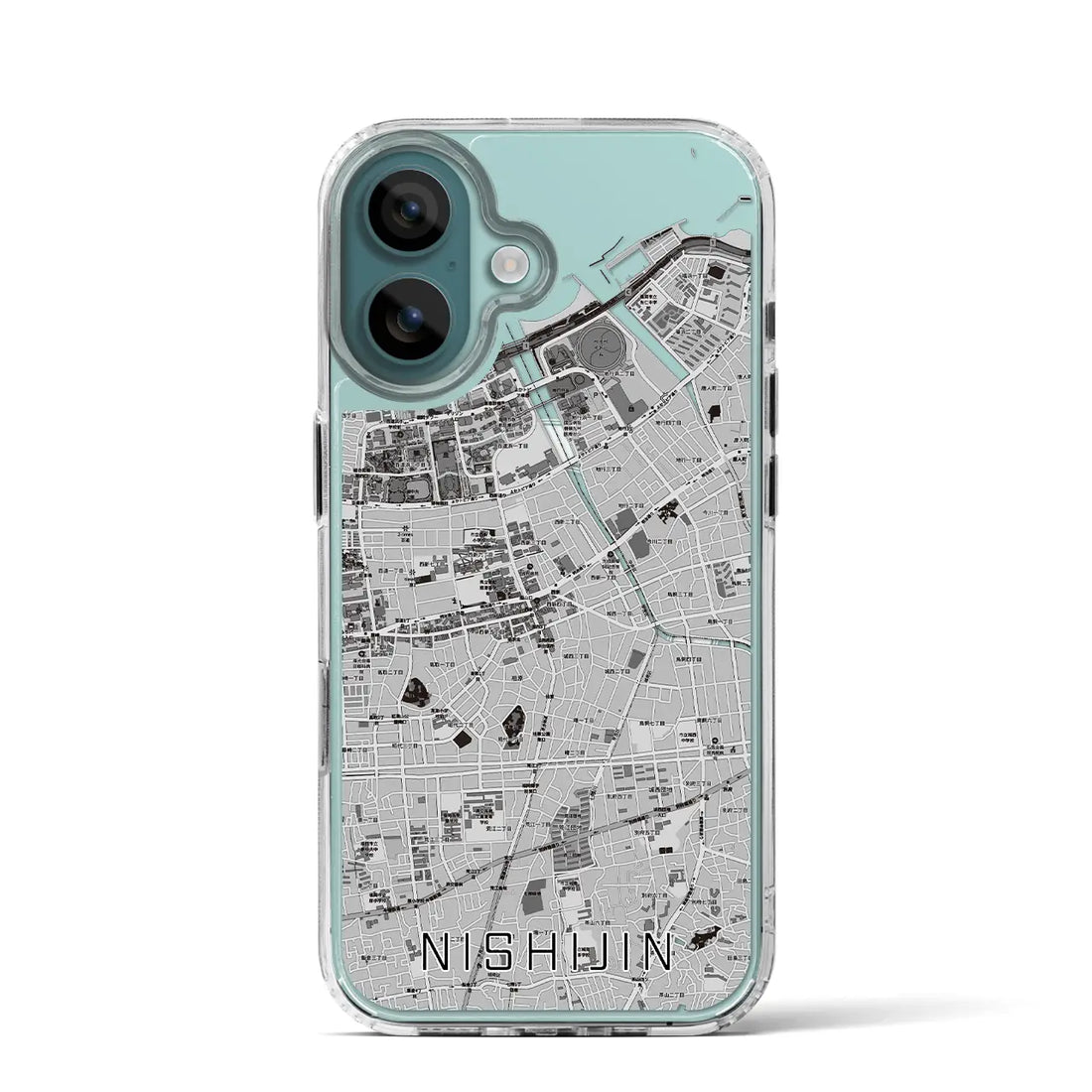【西新（福岡県）】地図柄iPhoneケース（MagSafeタイプ）モノトーン・iPhone 16 Pro 用
