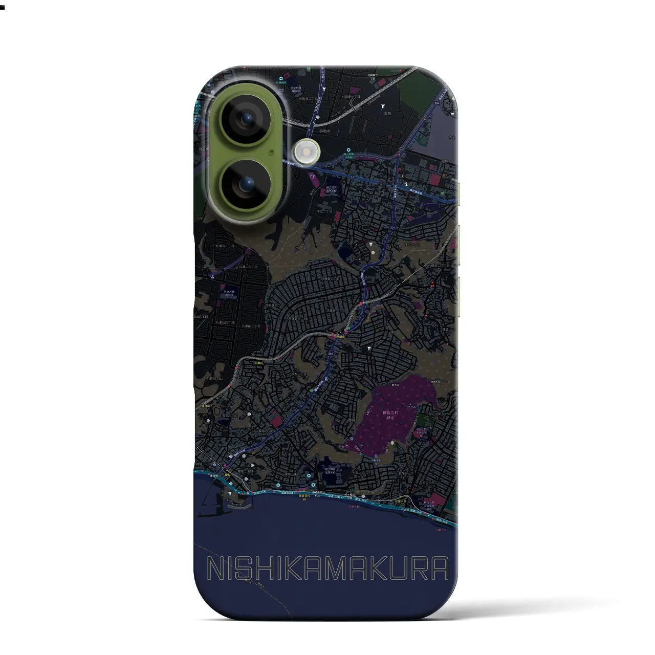 【西鎌倉（神奈川県）】地図柄iPhoneケース（バックカバータイプ）