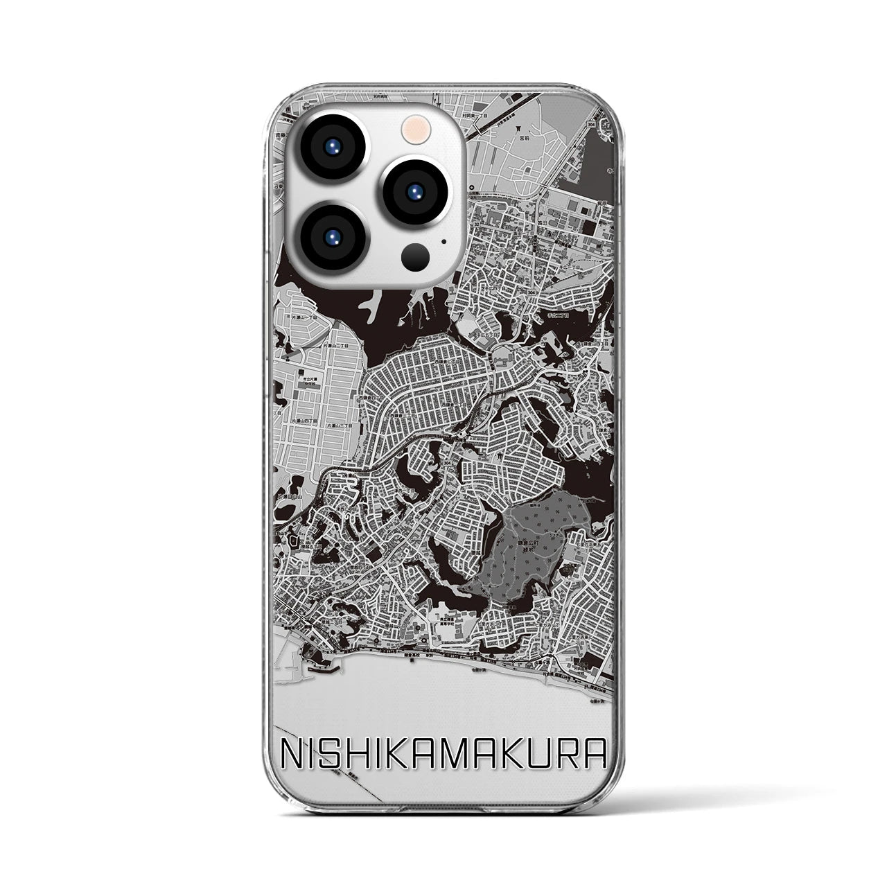 【西鎌倉（神奈川県）】地図柄iPhoneケース（クリアタイプ）