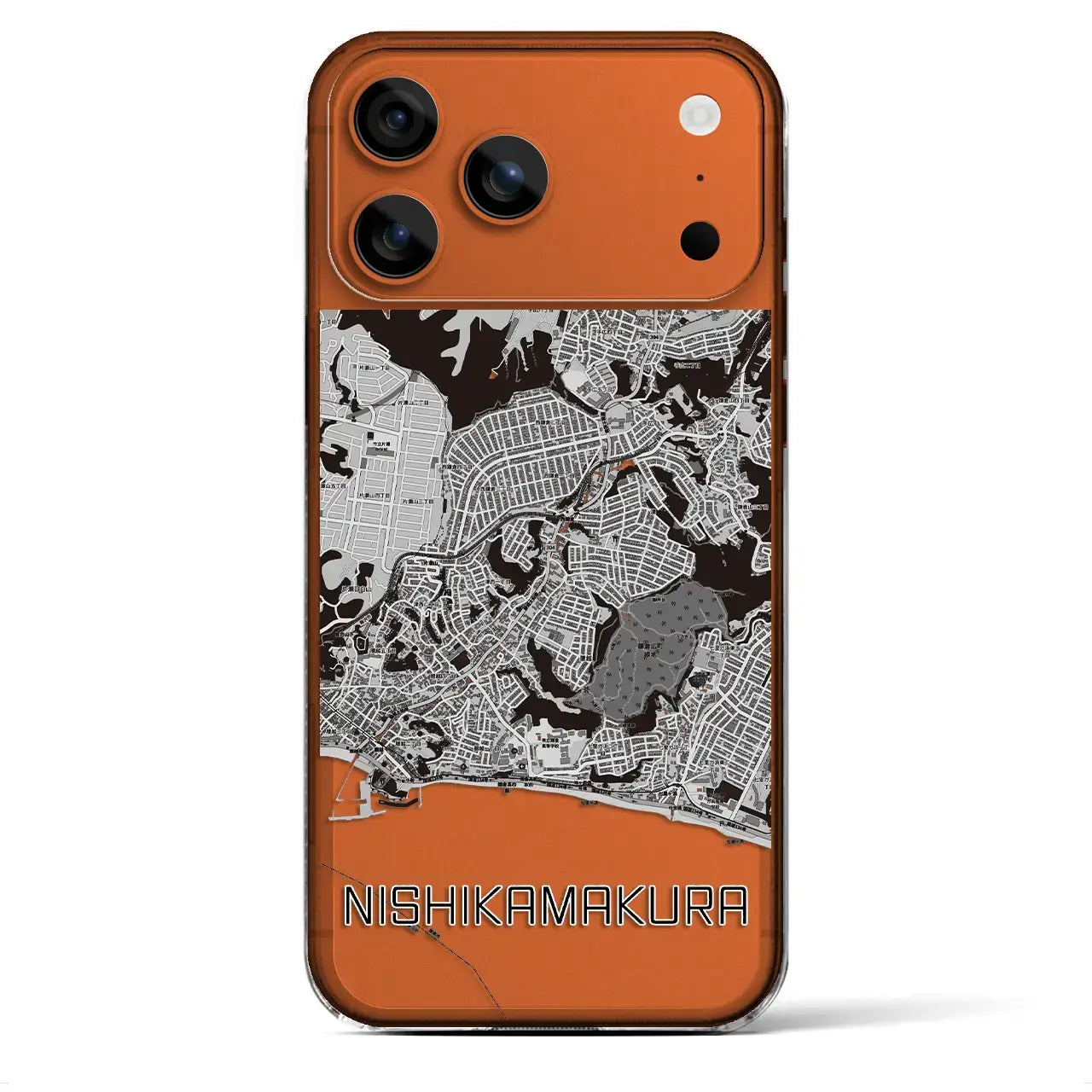 【西鎌倉（神奈川県）】地図柄iPhoneケース（クリアタイプ）モノトーン・iPhone 17 Pro Max 用