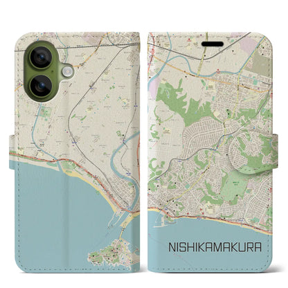 【西鎌倉（神奈川県）】地図柄iPhoneケース（手帳タイプ）