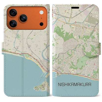 【西鎌倉（神奈川県）】地図柄iPhoneケース（手帳タイプ）