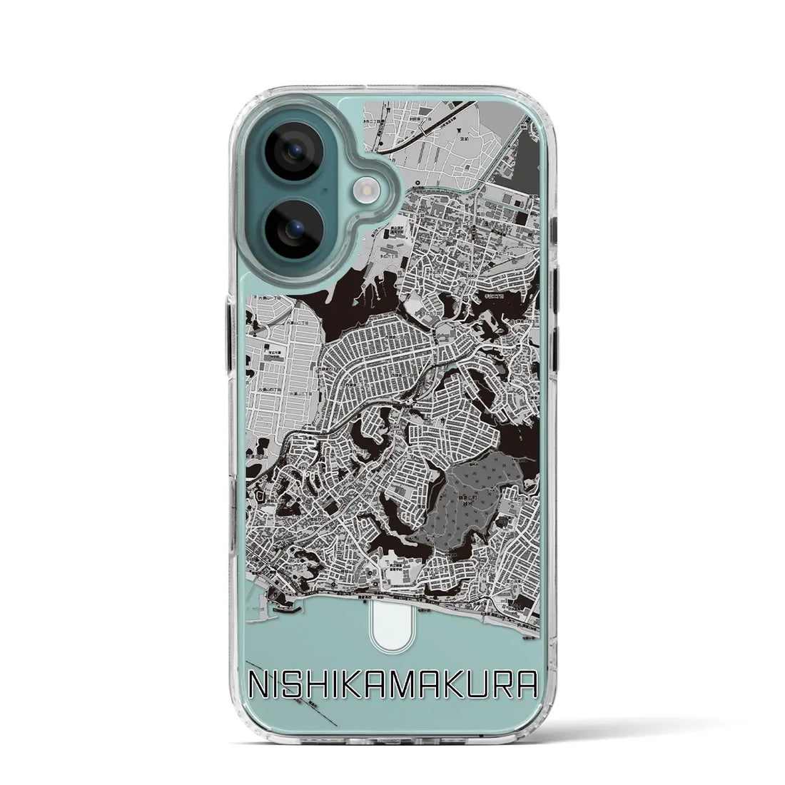 【西鎌倉（神奈川県）】地図柄iPhoneケース（MagSafeタイプ）モノトーン・iPhone 16 Pro 用