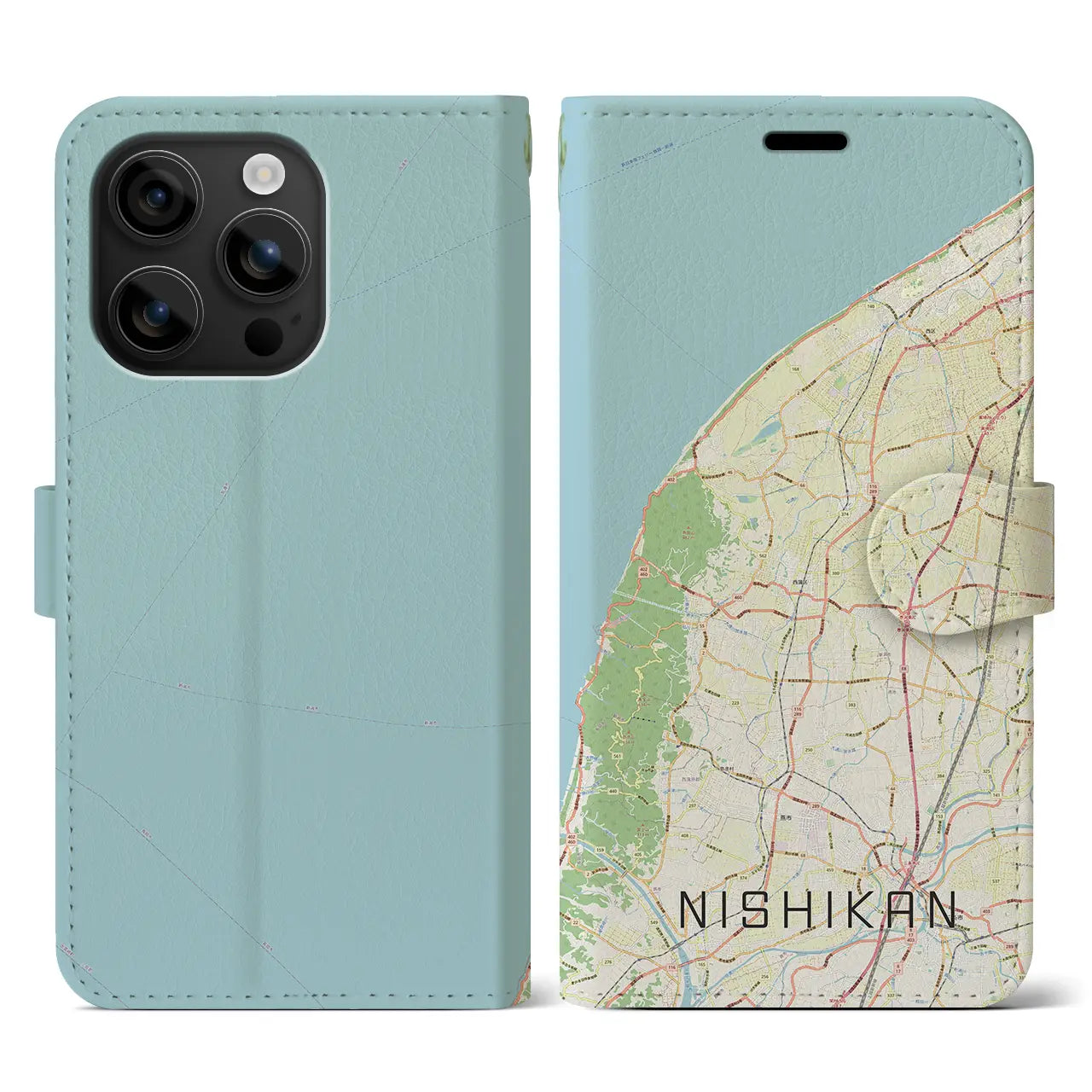 【西蒲（新潟県）】地図柄iPhoneケース（手帳タイプ）ナチュラル・iPhone 16 用