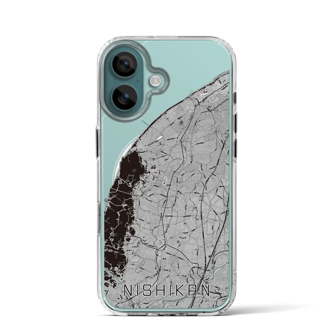 【西蒲(新潟県)】地図柄iPhoneケース(MagSafeタイプ)モノトーン・iPhone 16 Pro 用