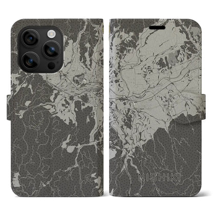 【錦（熊本県）】地図柄iPhoneケース（手帳タイプ）モノトーン・iPhone 16 用