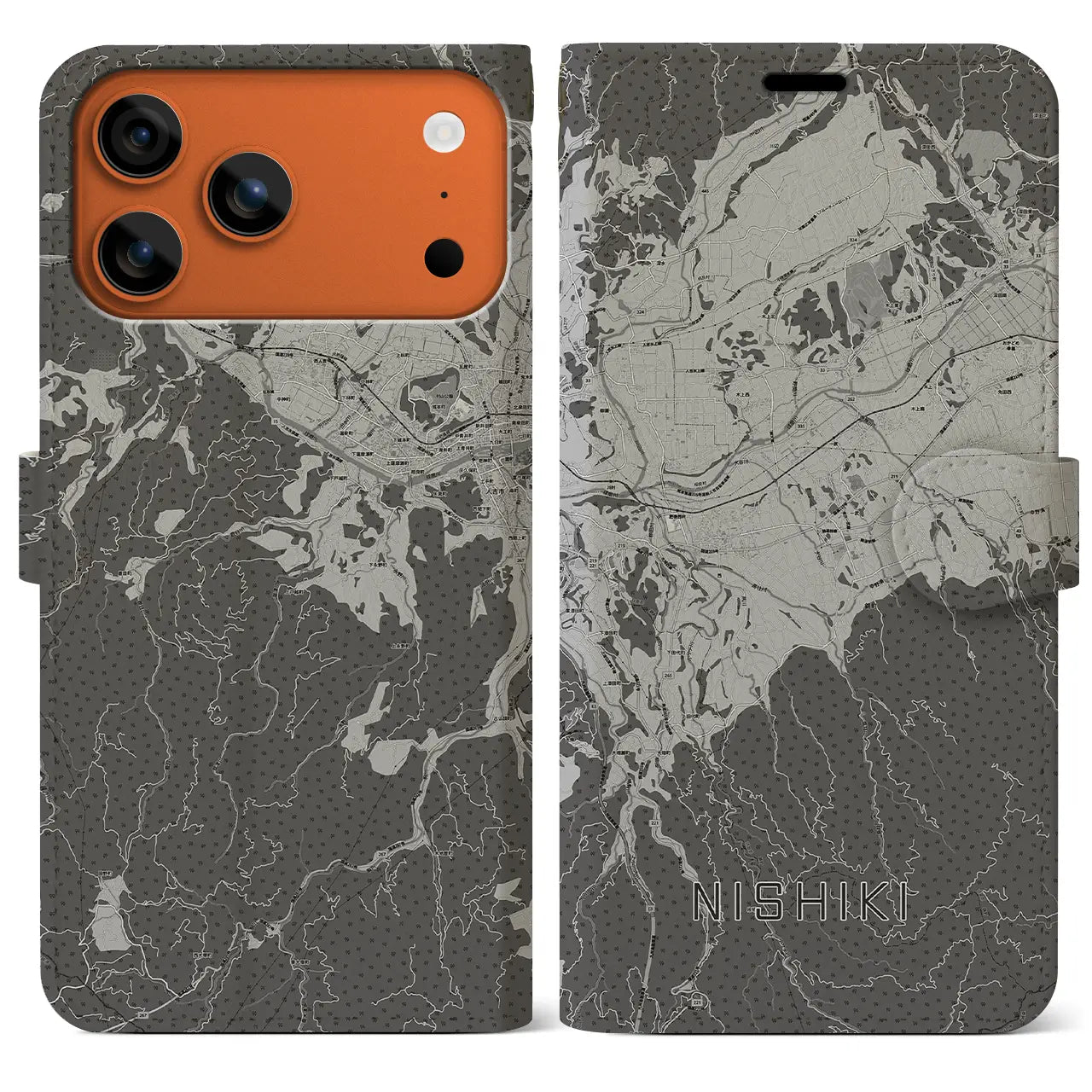 【錦（熊本県）】地図柄iPhoneケース（手帳タイプ）