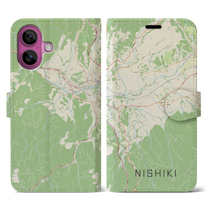 【錦（熊本県）】地図柄iPhoneケース（手帳タイプ）ナチュラル・iPhone 16 Pro 用