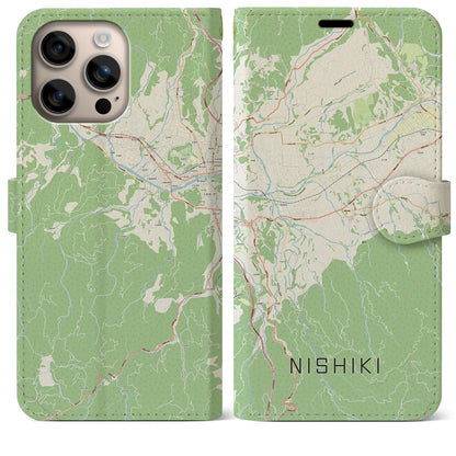 【錦（熊本県）】地図柄iPhoneケース（手帳タイプ）ナチュラル・iPhone 16 Plus 用