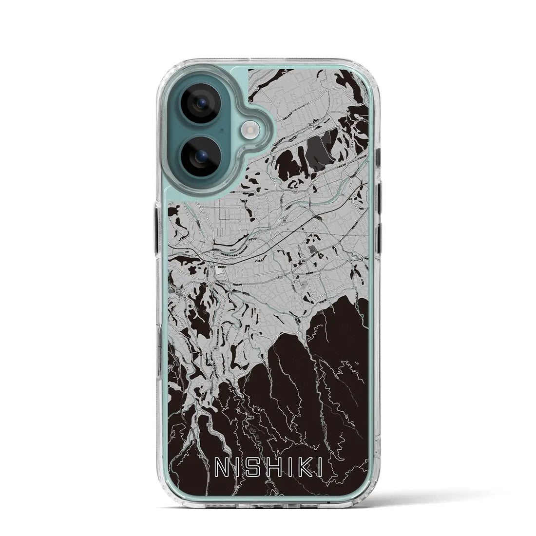 【錦(熊本県)】地図柄iPhoneケース(MagSafeタイプ)モノトーン・iPhone 16 Pro 用