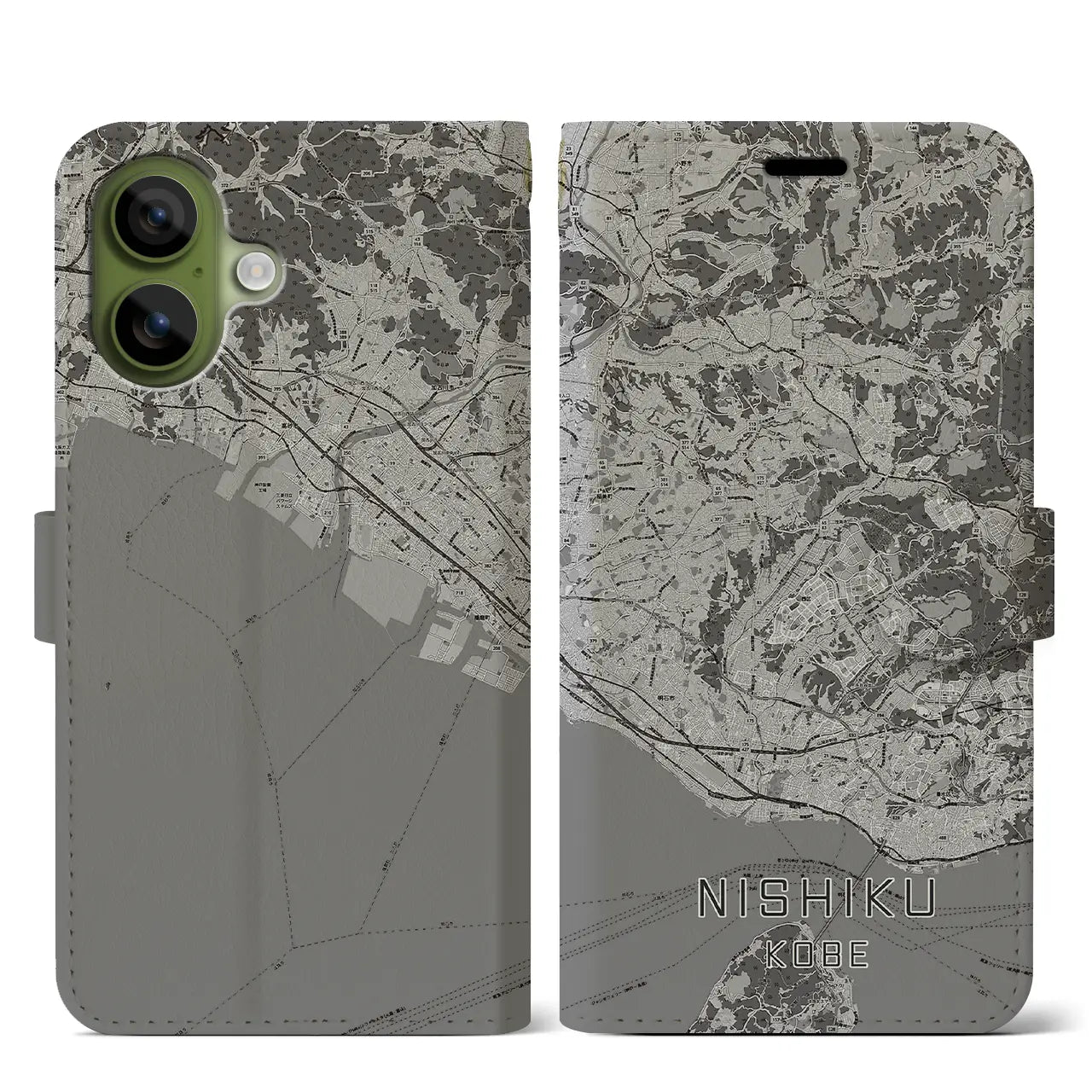 【西区（神戸市）】地図柄iPhoneケース（手帳タイプ）