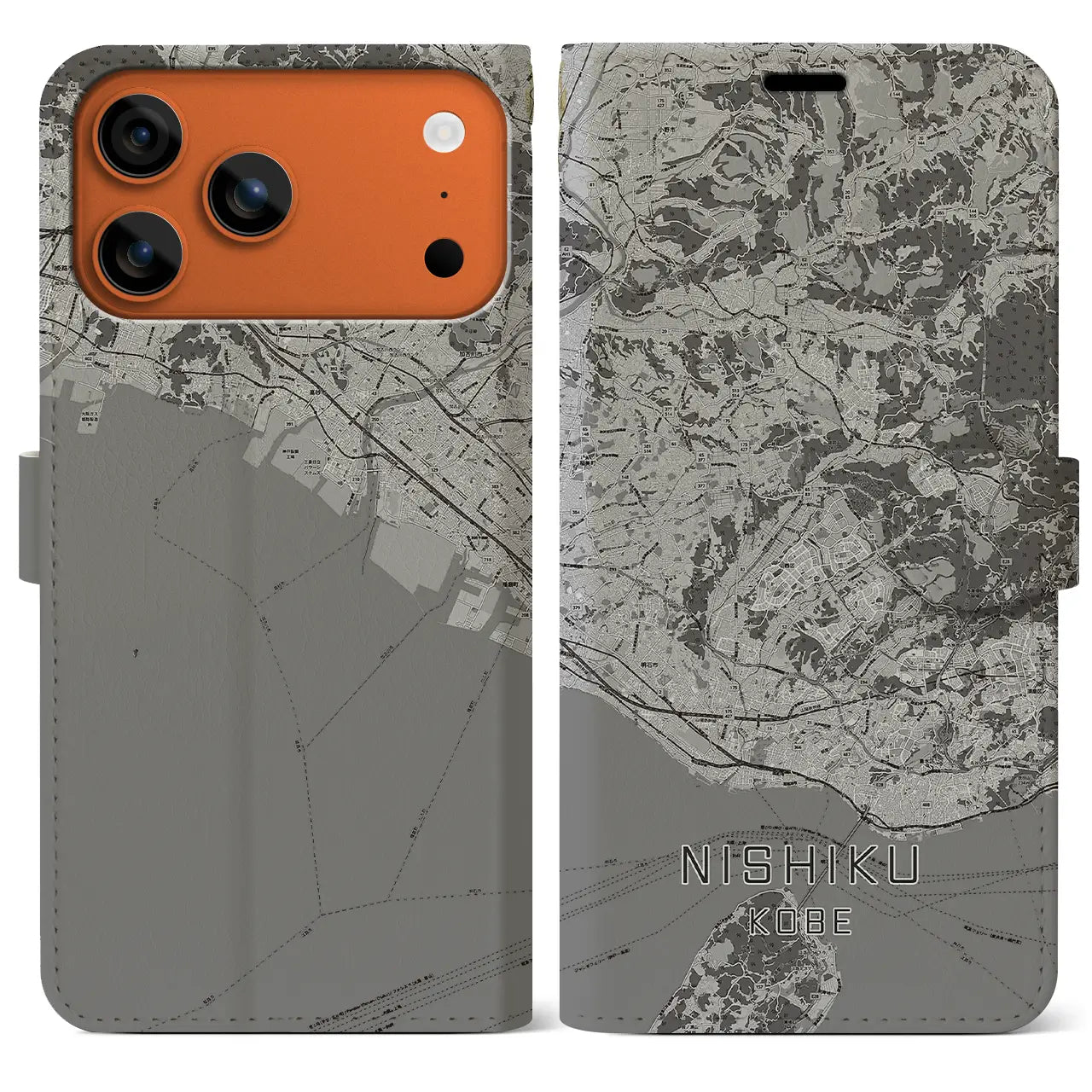 【西区（神戸市）】地図柄iPhoneケース（手帳タイプ）