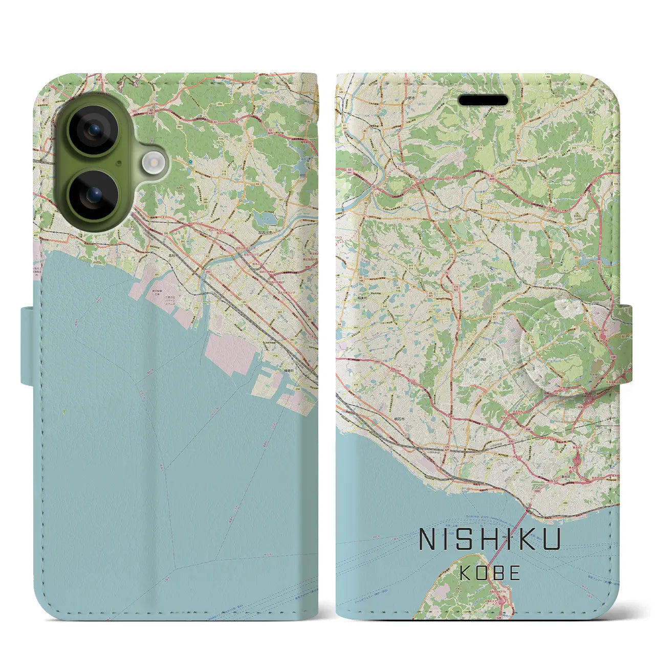 【西区（神戸市）】地図柄iPhoneケース（手帳タイプ）