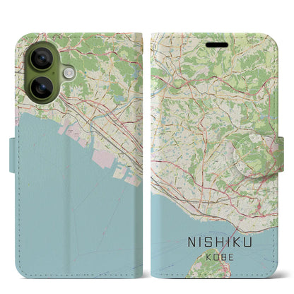 【西区（神戸市）】地図柄iPhoneケース（手帳タイプ）