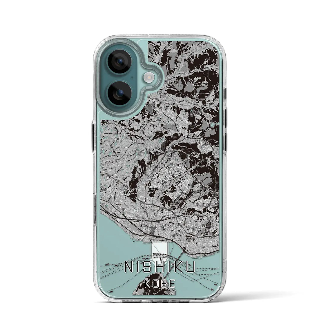 【西区(神戸市)】地図柄iPhoneケース(MagSafeタイプ)モノトーン・iPhone 16 Pro 用