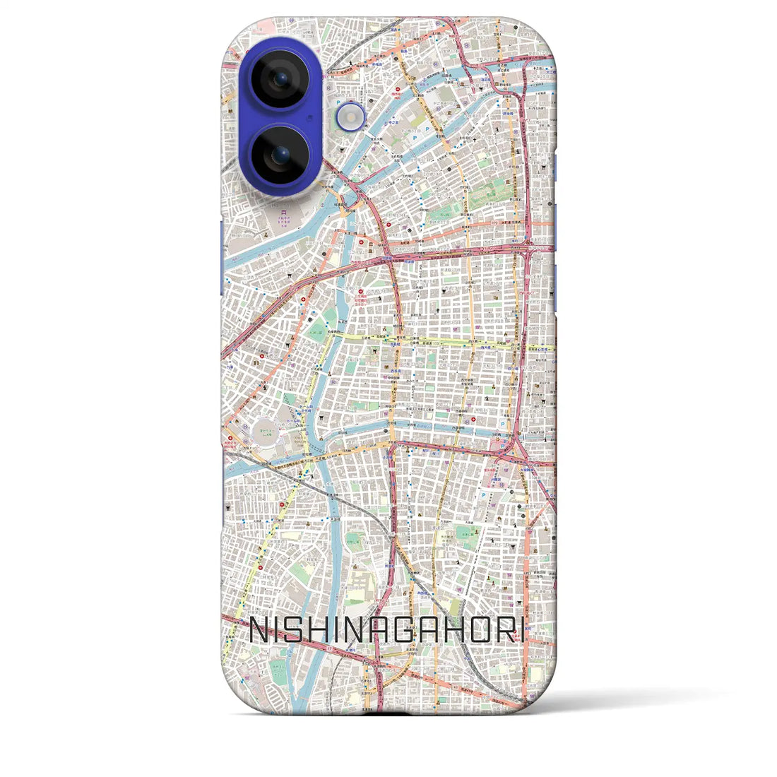 【西長堀(大阪府)】地図柄iPhoneケース(バックカバータイプ)ナチュラル・iPhone 16 Pro Max 用