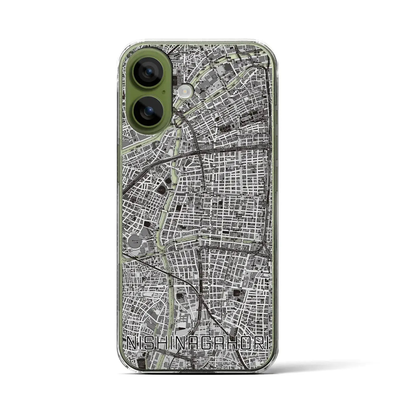 【西長堀（大阪府）】地図柄iPhoneケース（クリアタイプ）