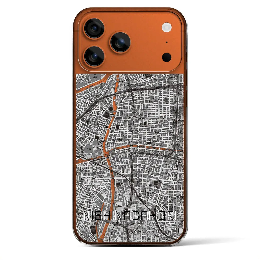 【西長堀（大阪府）】地図柄iPhoneケース（クリアタイプ）