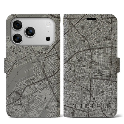 【西長堀（大阪府）】地図柄iPhoneケース（手帳タイプ）