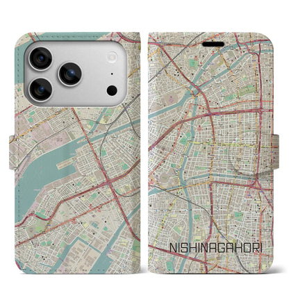 【西長堀（大阪府）】地図柄iPhoneケース（手帳タイプ）