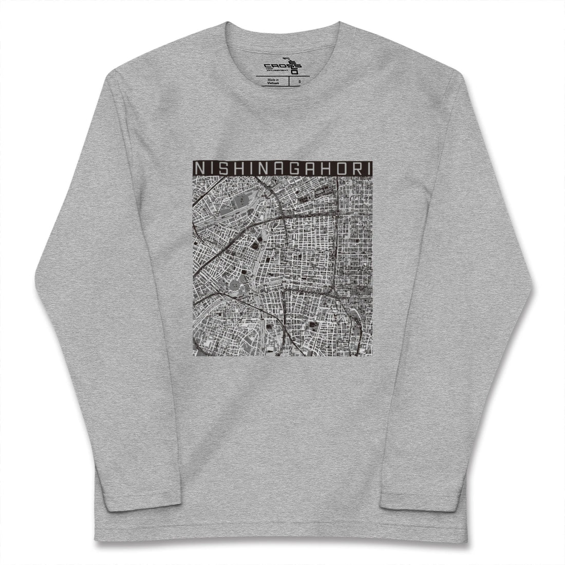 【西長堀（大阪府）】地図柄ロングスリーブTシャツ