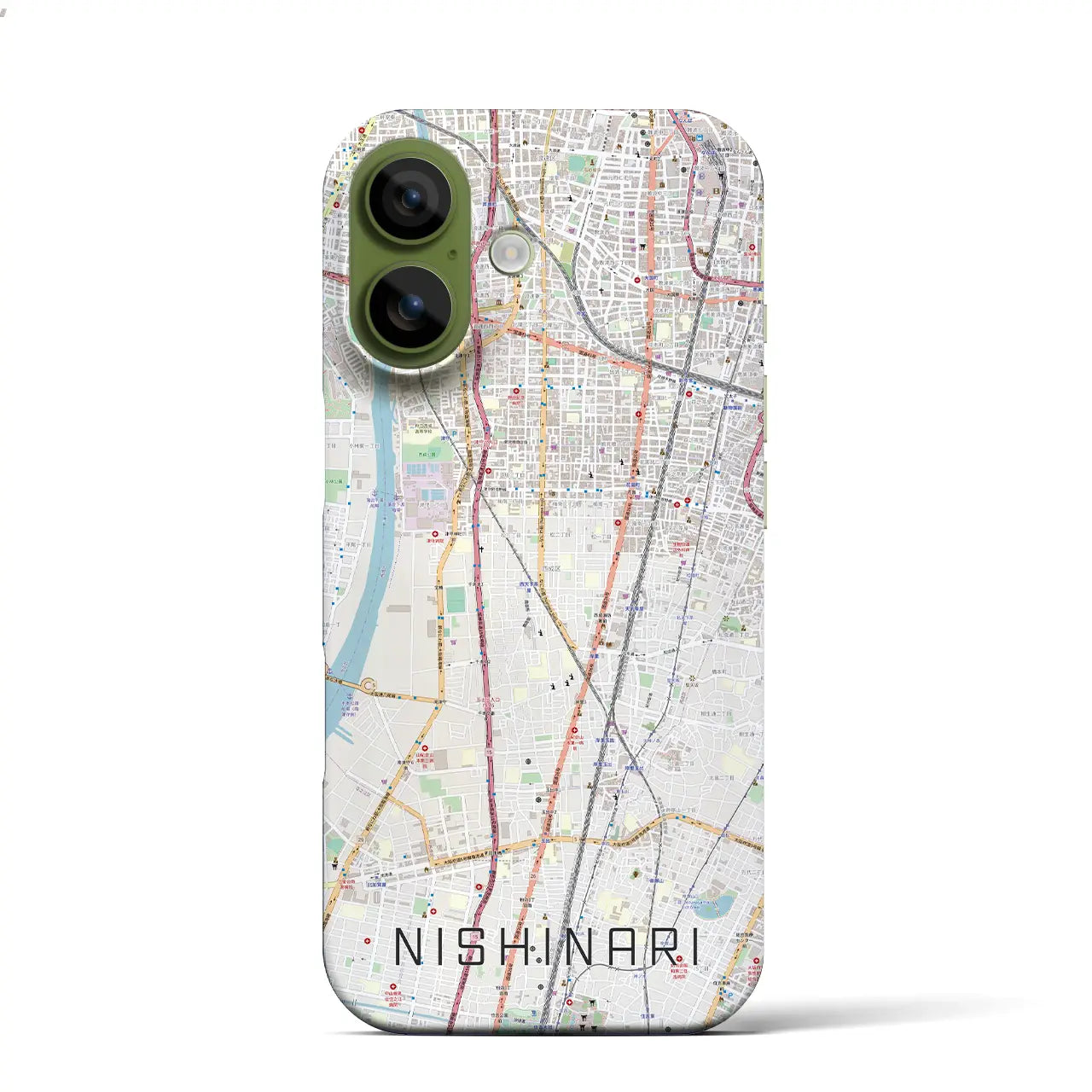 【西成（大阪府）】地図柄iPhoneケース（バックカバータイプ）