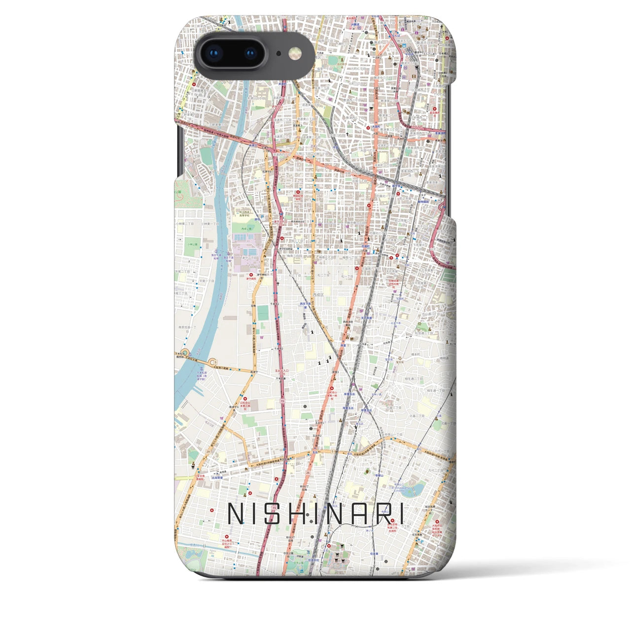 【西成（大阪府）】地図柄iPhoneケース（バックカバータイプ）