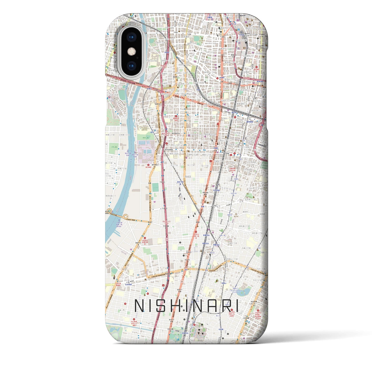 【西成（大阪府）】地図柄iPhoneケース（バックカバータイプ）