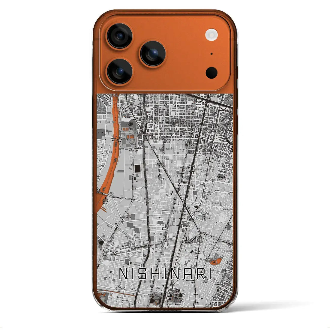 【西成（大阪府）】地図柄iPhoneケース（クリアタイプ）モノトーン・iPhone 17 Pro Max 用