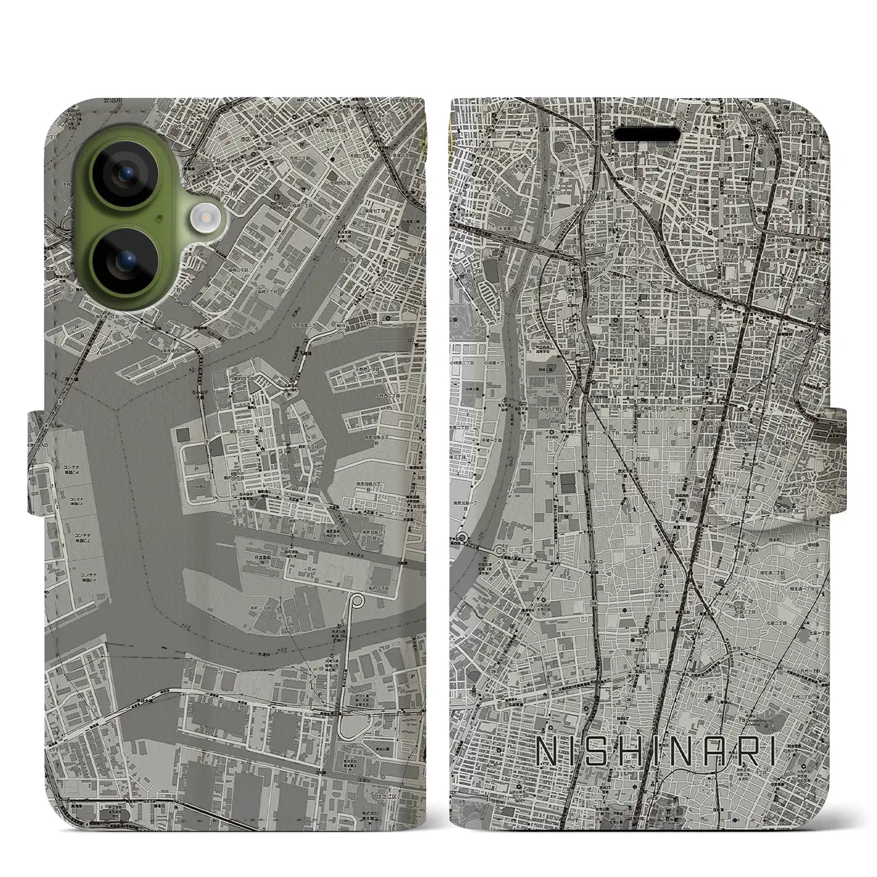 【西成（大阪府）】地図柄iPhoneケース（手帳タイプ）