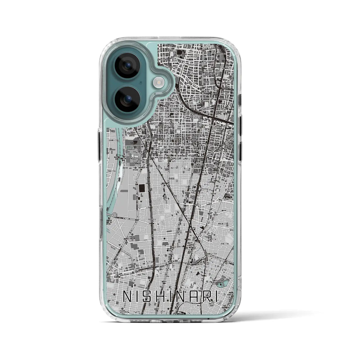 【西成（大阪府）】地図柄iPhoneケース（MagSafeタイプ）モノトーン・iPhone 16 Pro 用