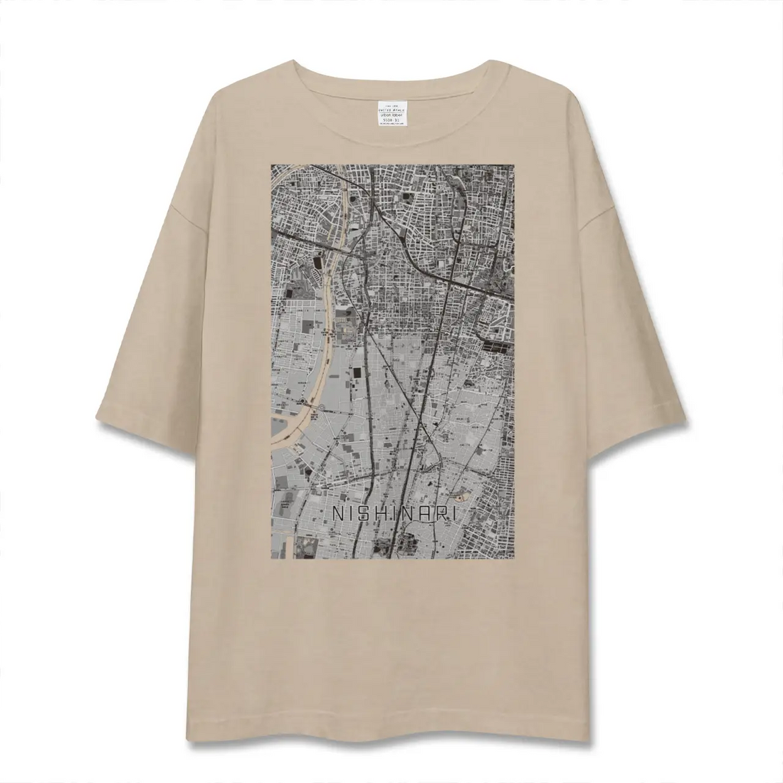 【西成（大阪府）】地図柄ビッグシルエットTシャツ