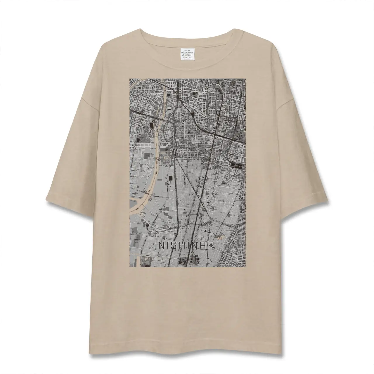 【西成（大阪府）】地図柄ビッグシルエットTシャツ
