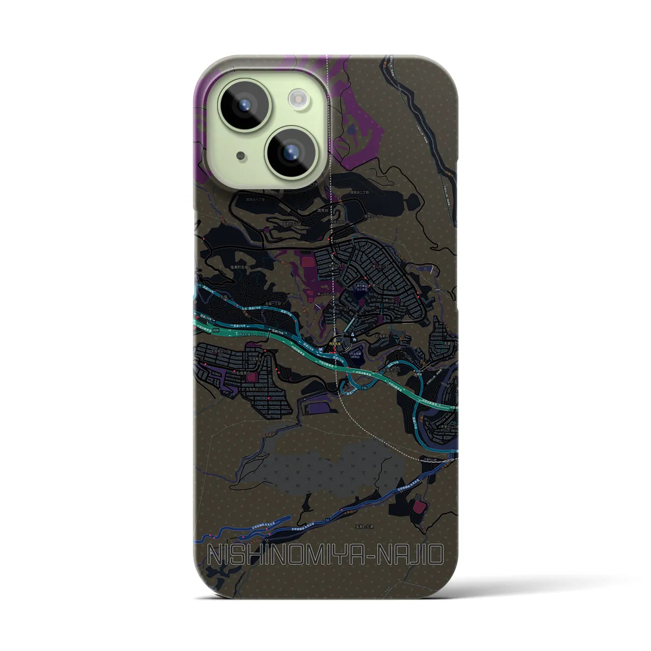 【西宮名塩（兵庫県）】地図柄iPhoneケース（バックカバータイプ）