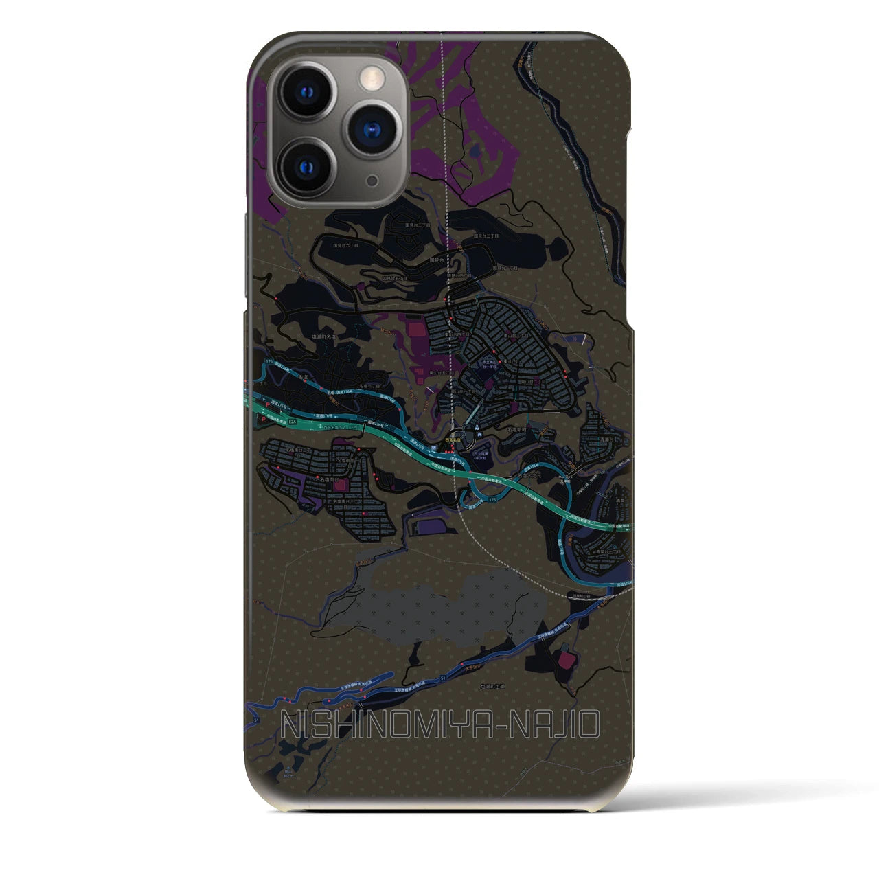 【西宮名塩（兵庫県）】地図柄iPhoneケース（バックカバータイプ）