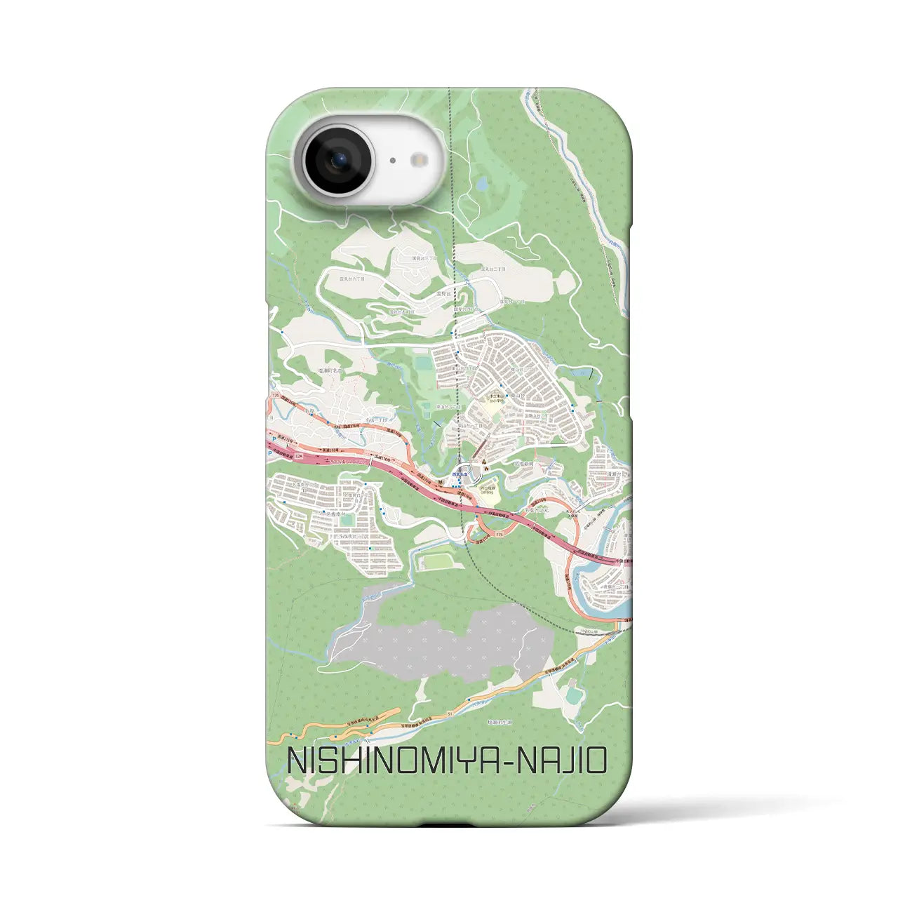 【西宮名塩（兵庫県）】地図柄iPhoneケース（バックカバータイプ）