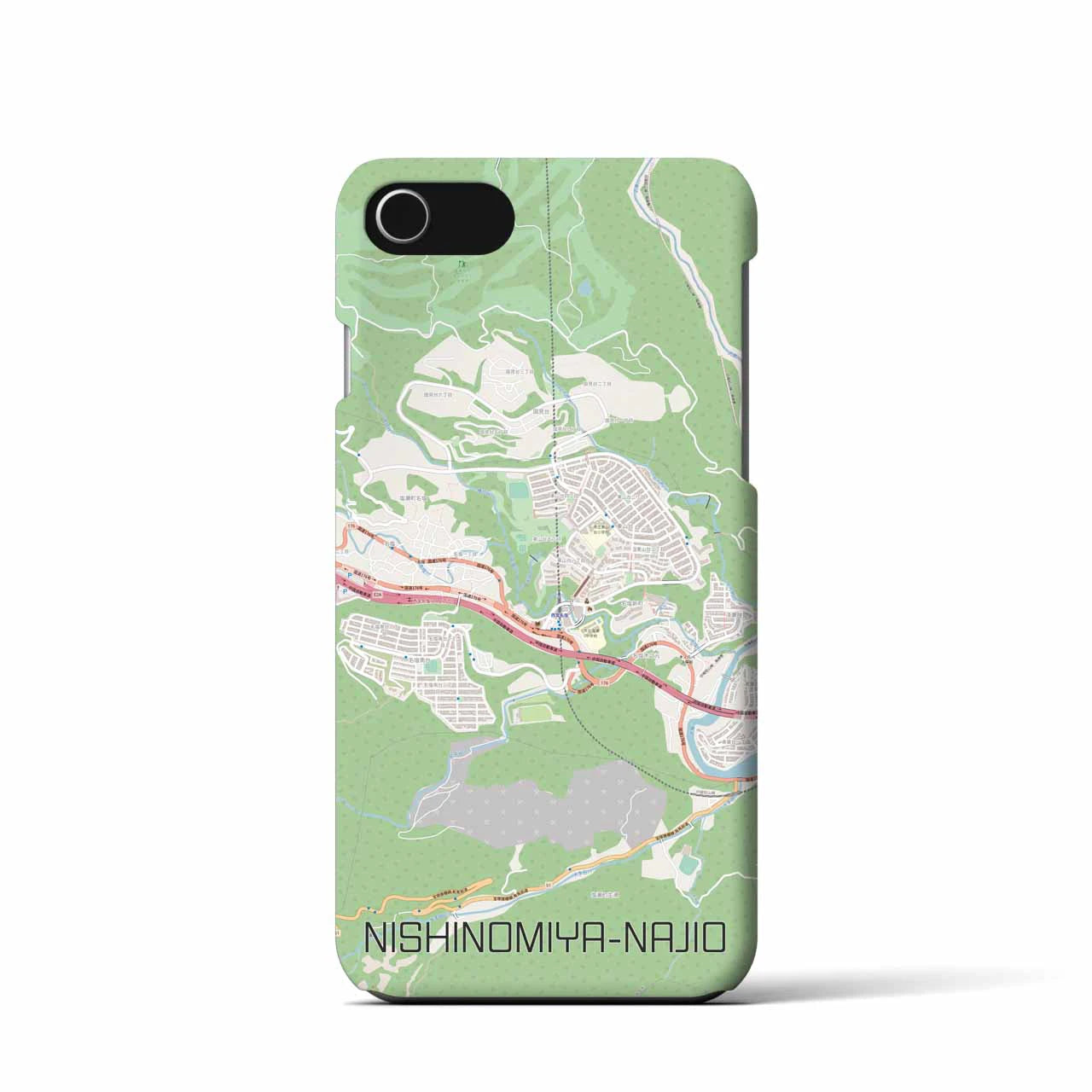 【西宮名塩（兵庫県）】地図柄iPhoneケース（バックカバータイプ）