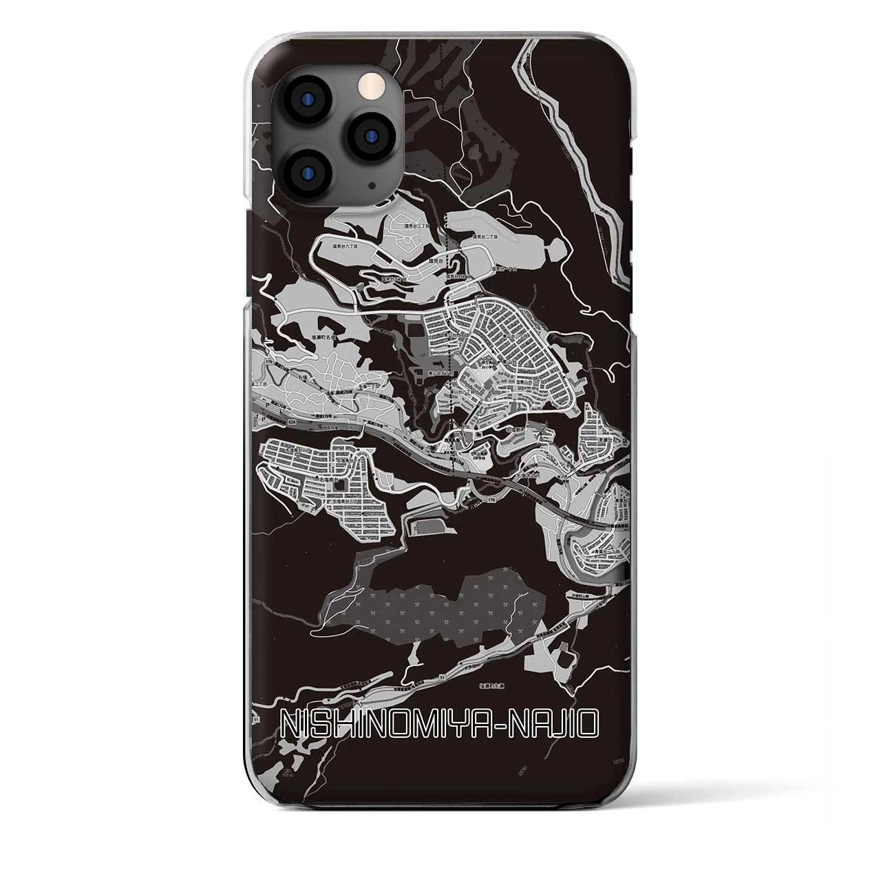 【西宮名塩（兵庫県）】地図柄iPhoneケース（クリアタイプ）