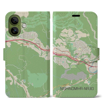 【西宮名塩（兵庫県）】地図柄iPhoneケース（手帳タイプ）