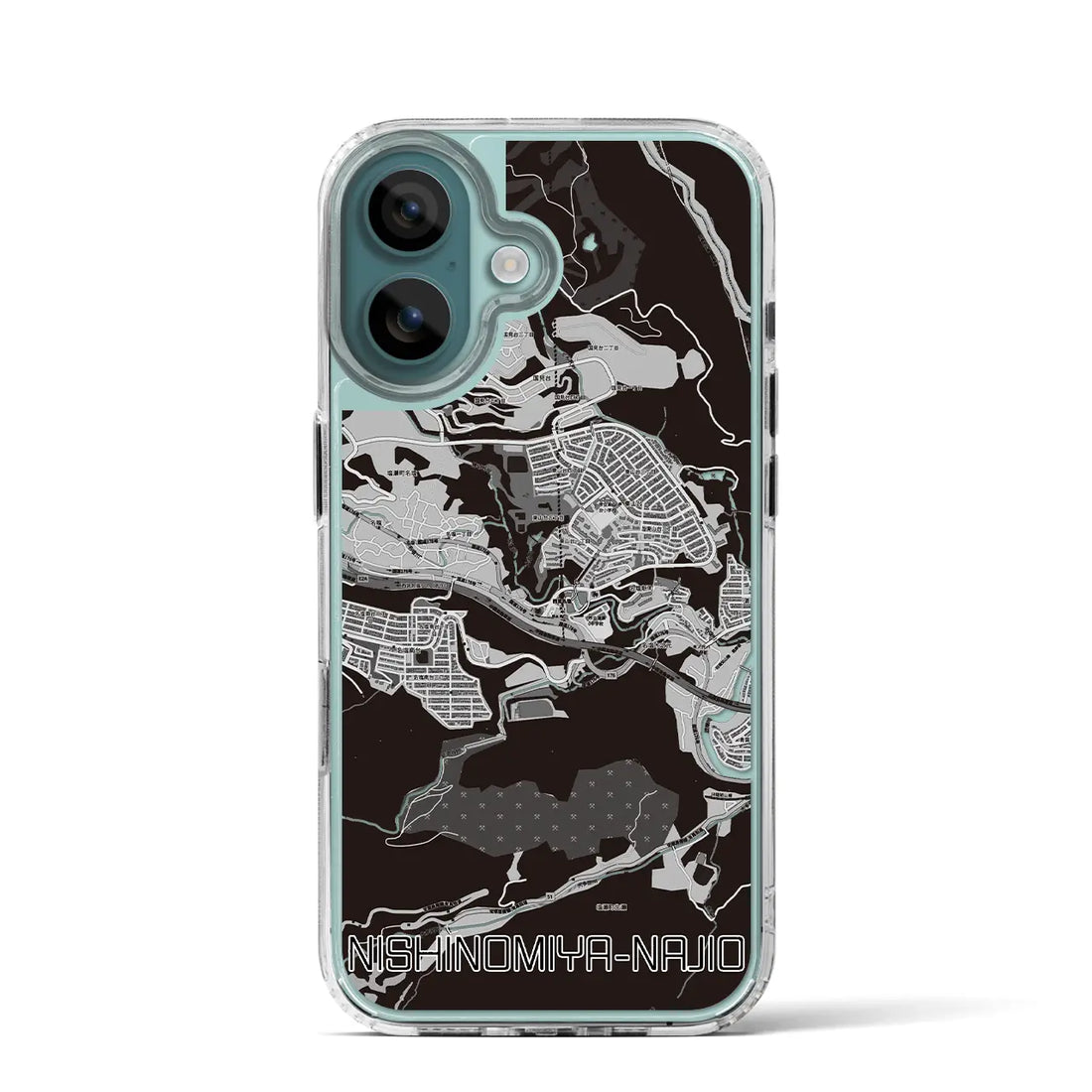 【西宮名塩(兵庫県)】地図柄iPhoneケース(MagSafeタイプ)モノトーン・iPhone 16 Pro 用