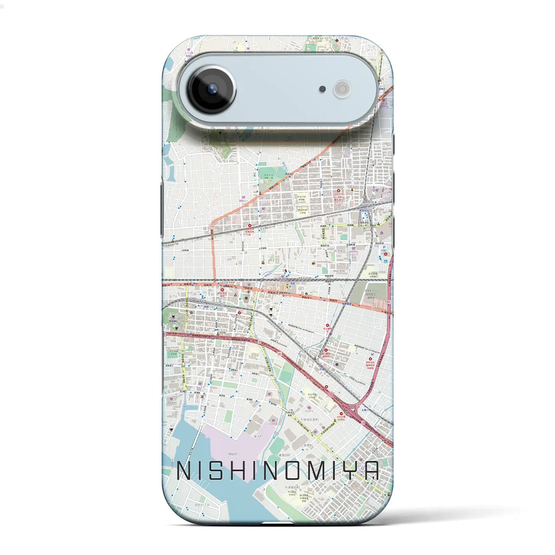 【西宮（兵庫県）】地図柄iPhoneケース（バックカバータイプ）ナチュラル・iPhone 17 Pro Max 用