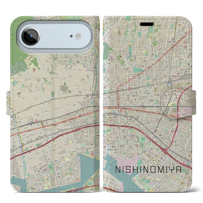 【西宮（兵庫県）】地図柄iPhoneケース（手帳タイプ）