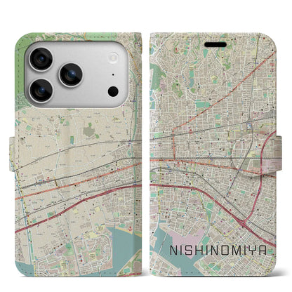 【西宮（兵庫県）】地図柄iPhoneケース（手帳タイプ）