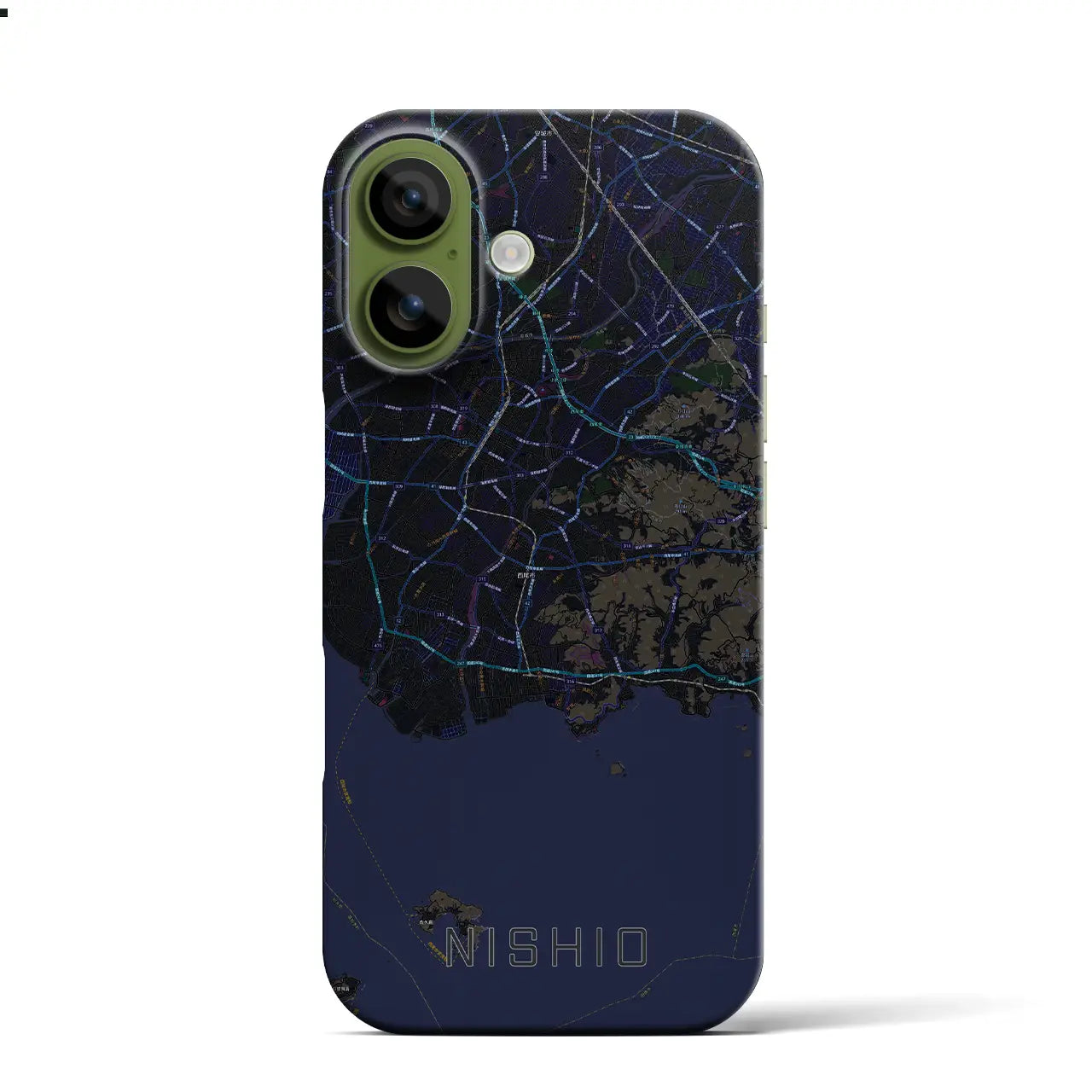 【西尾2（愛知県）】地図柄iPhoneケース（バックカバータイプ）