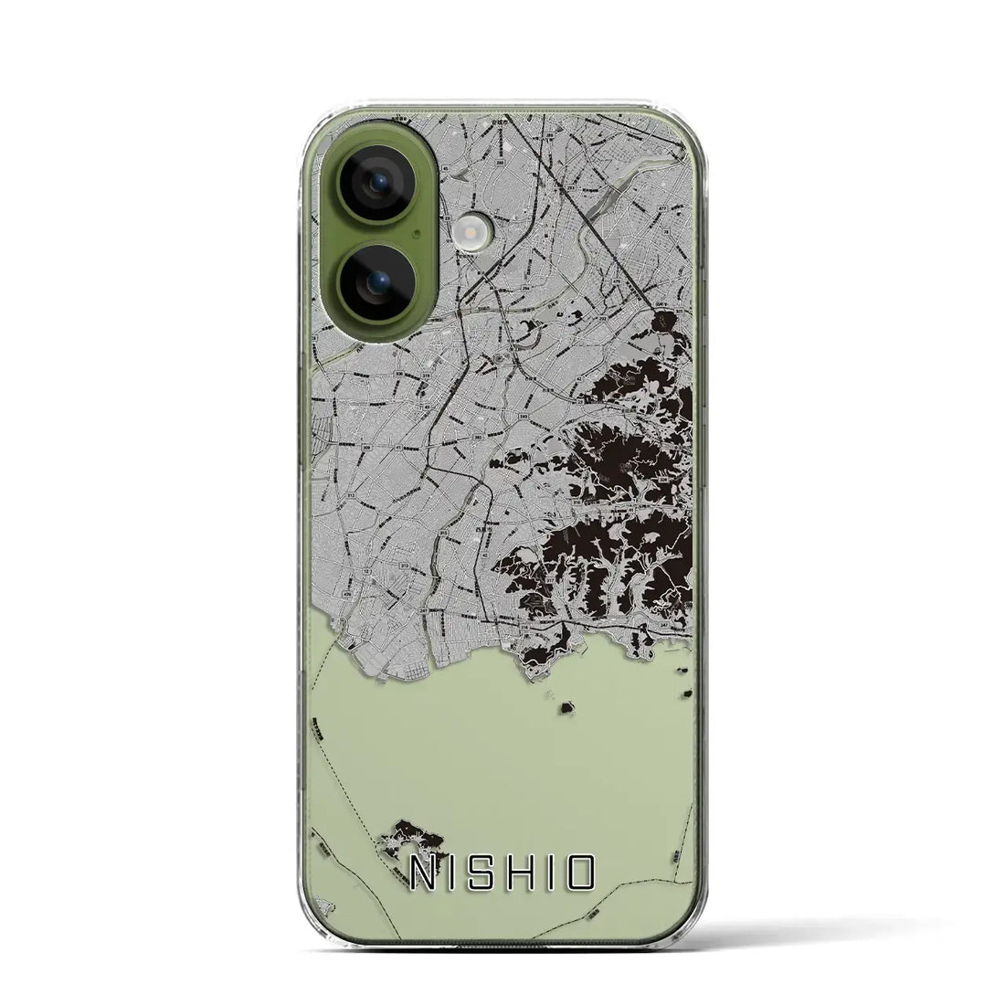 【西尾2（愛知県）】地図柄iPhoneケース（クリアタイプ）モノトーン・iPhone 17 Pro Max 用