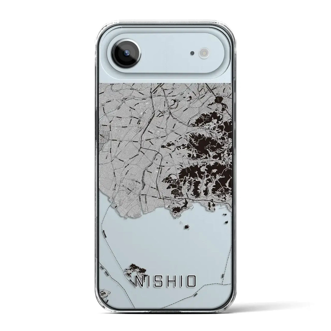 【西尾2(愛知県)】地図柄iPhoneケース(クリアタイプ)モノトーン・iPhone 17 Pro Max 用